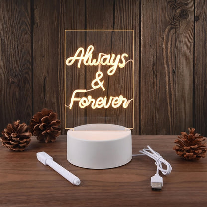 LED Message Board Night Light with USB Charging